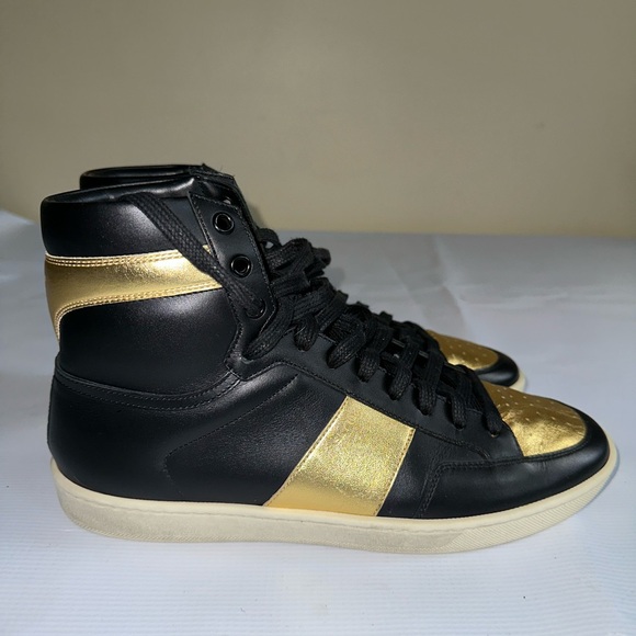 SAINT LAURENT Black Gold COURT CLASSIC SL/10H High-Top US size 8 - Picture 2 of 5